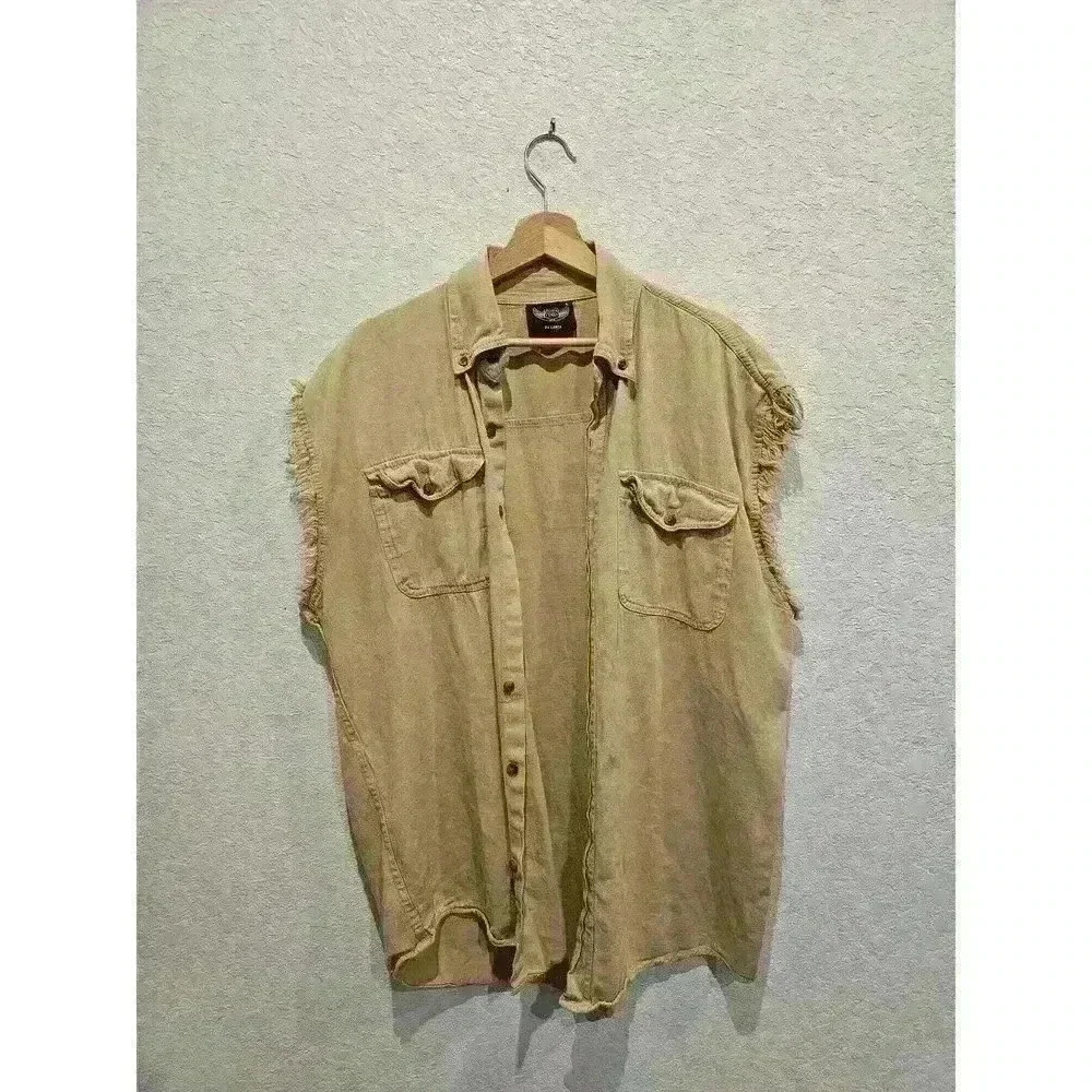 Bikerwear. Tan Biker Shirt. 2lx.